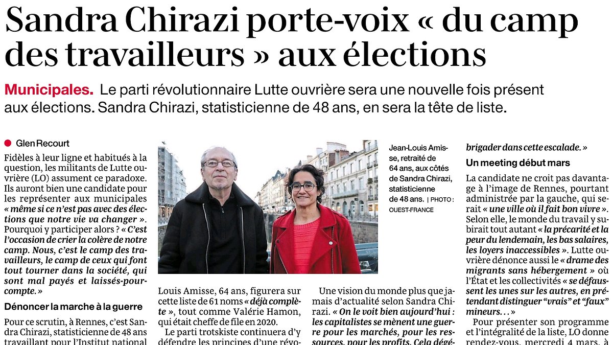 Illustration - Sandra Chirazi porte-voix "du camp des travailleurs" aux élections