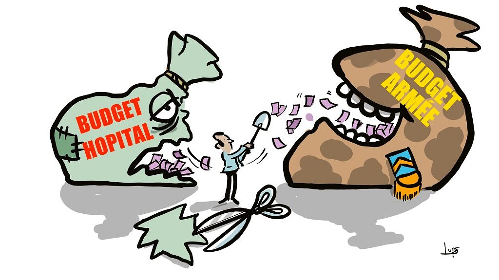 Illustration - De l'argent pour l'hôpital public, pas pour les Rafale !