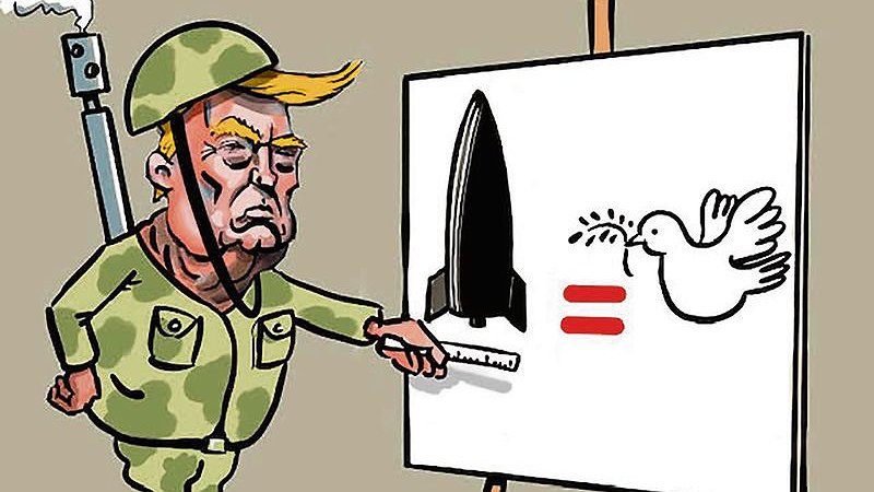 Illustration - pendant que Trump parle de paix, son allié Netanyahou extermine un peuple